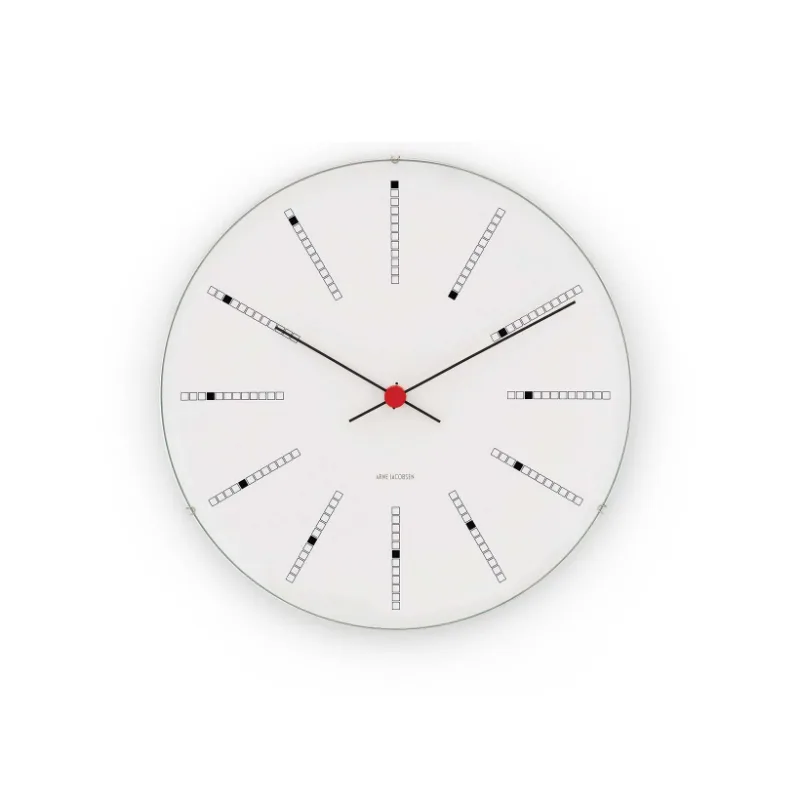 Arne Jacobsen - Bankers Vægur Ø16 cm hvid/sort/rød