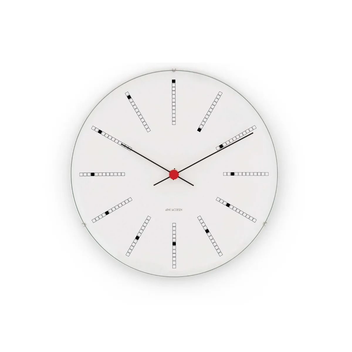 Arne Jacobsen - Bankers Vægur Ø21 cm hvid/sort/rød