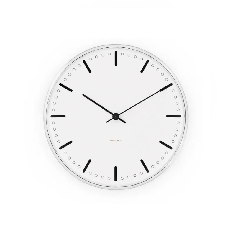 Arne Jacobsen - City Hall Vægur Ø29 cm sort/hvid