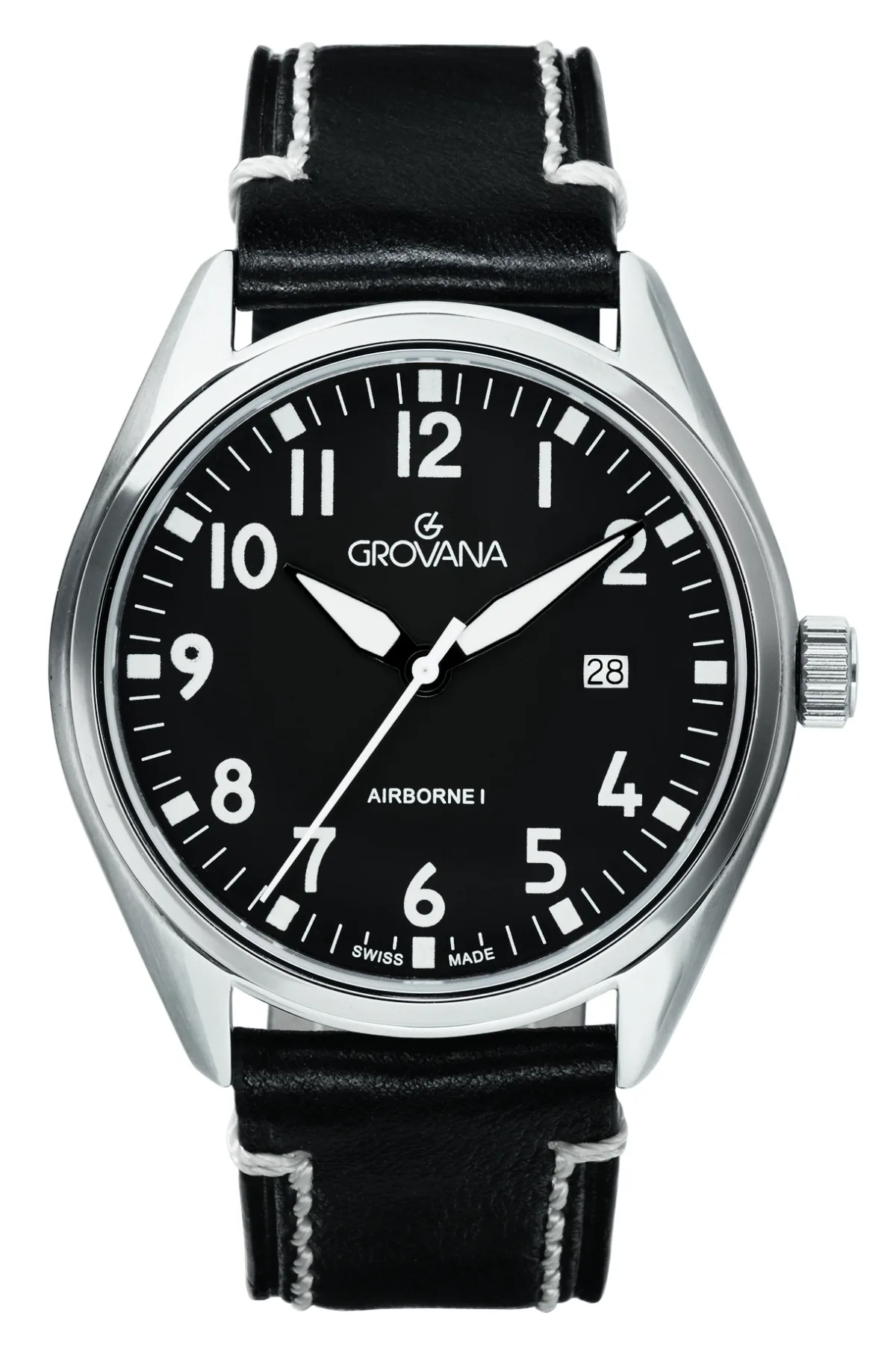 Grovana Airborne Black Herreur med sort urskive