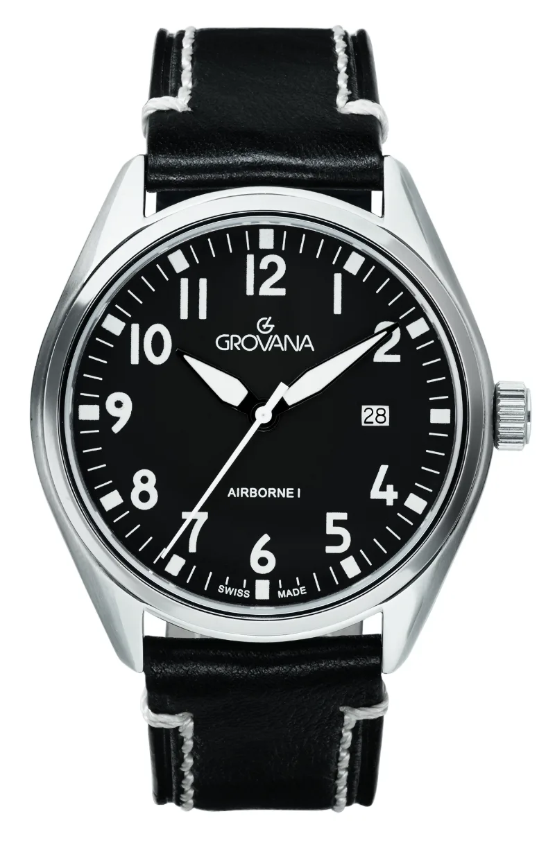 Grovana Airborne Black Herreur med sort urskive