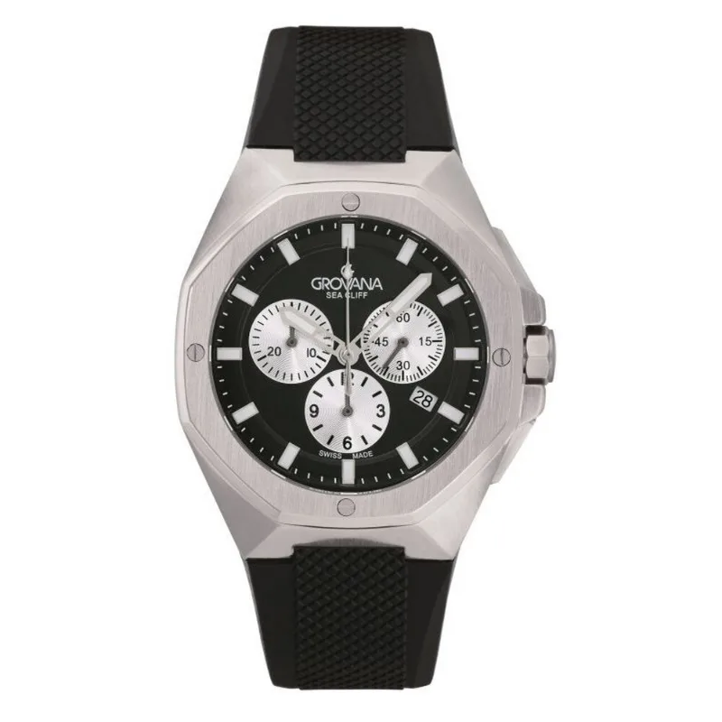 Grovana Sea Cliff Chronograph Black rubber Herreur