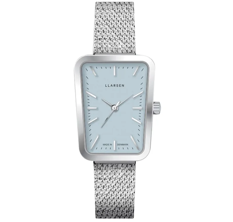 LLARSEN Cecilie Silver Mesh dameur med mintgrøn urskive