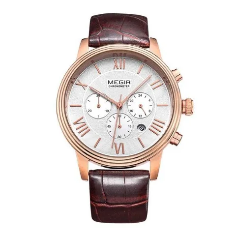 MEGIR Chronograf Nero White Herreur med hvid urskive