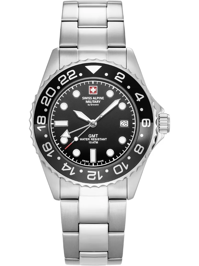 Swiss Alpine Military GMT Black Metal Herreur