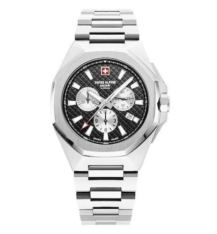 Swiss Alpine Military Typhoon chronograph Steel Black Herreur