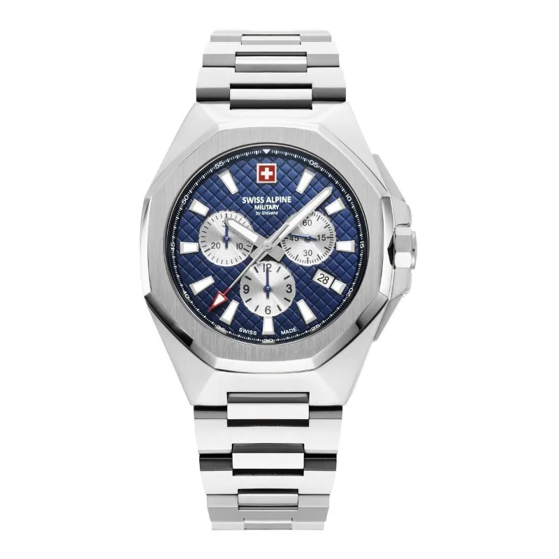 Swiss Alpine Military Typhoon chronograph Steel Blue Herreur